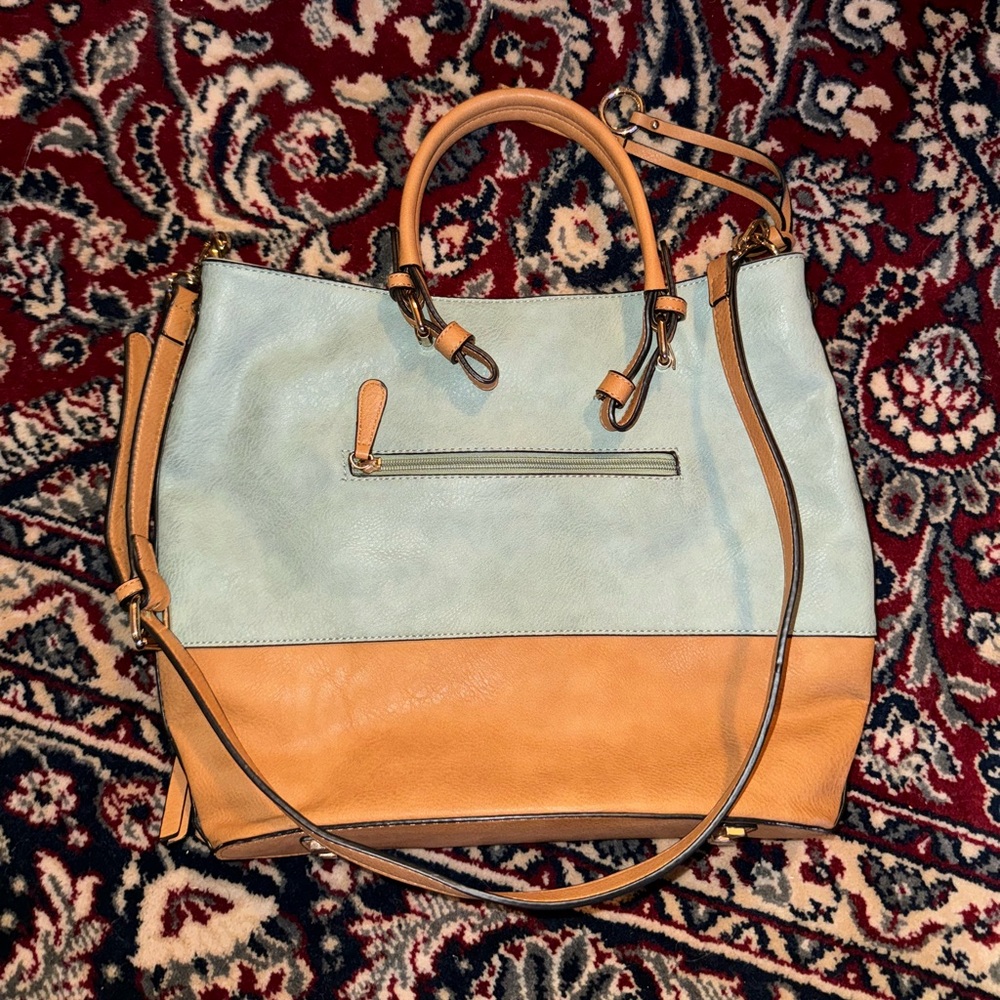 Simply Noelle blue and brown genuine leather purse